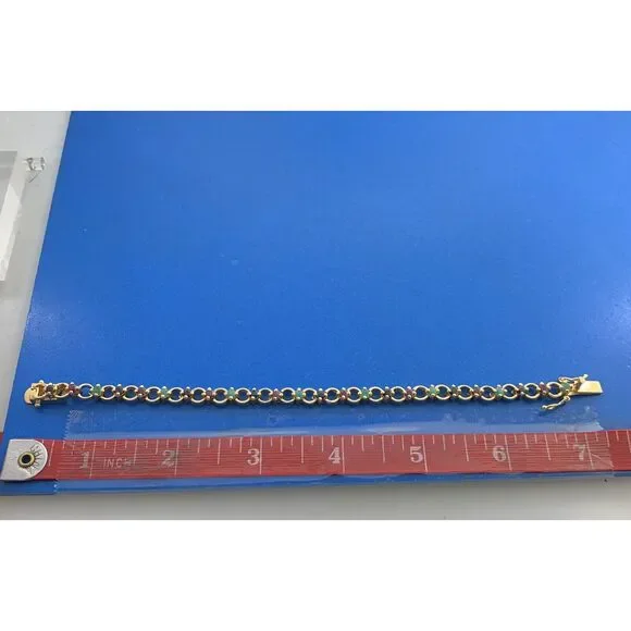 Designer 925 Sterling Silver Vermeil Sapphire Ruby Emerald Tennis Bracelet